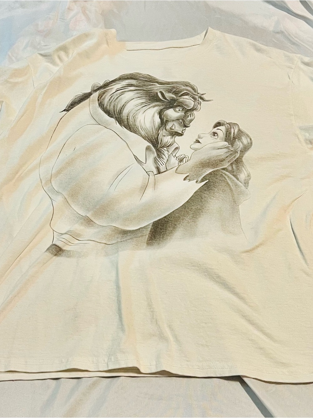 Disney Beige Beauty and the Beast Sketch Graphic Tee - Men S